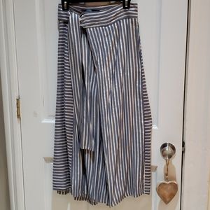 NWOT, Anthropologie,  Midi Length, Wide Leg Split Pant, Striped